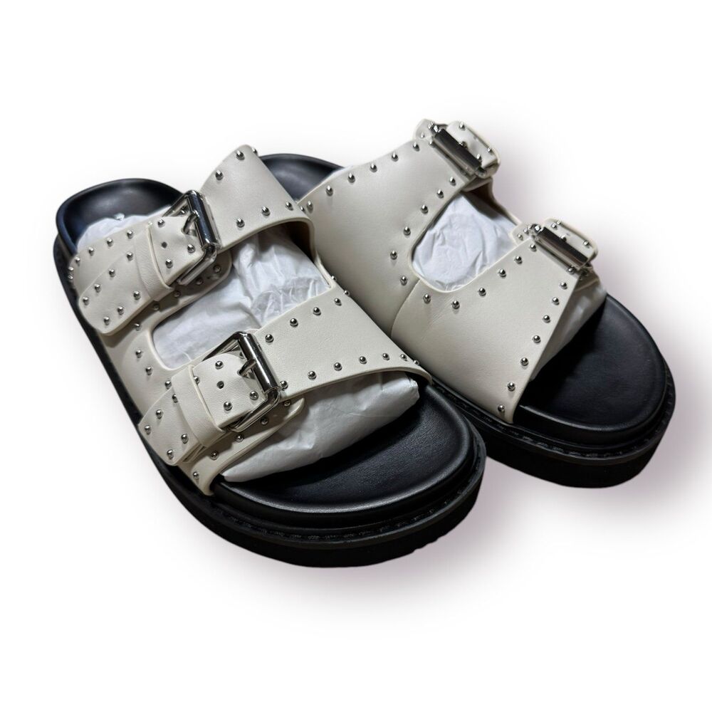 Marc Fisher Women's Agusta White/Ivory Sandals Size 8M BNWT Leather Sandals Rare